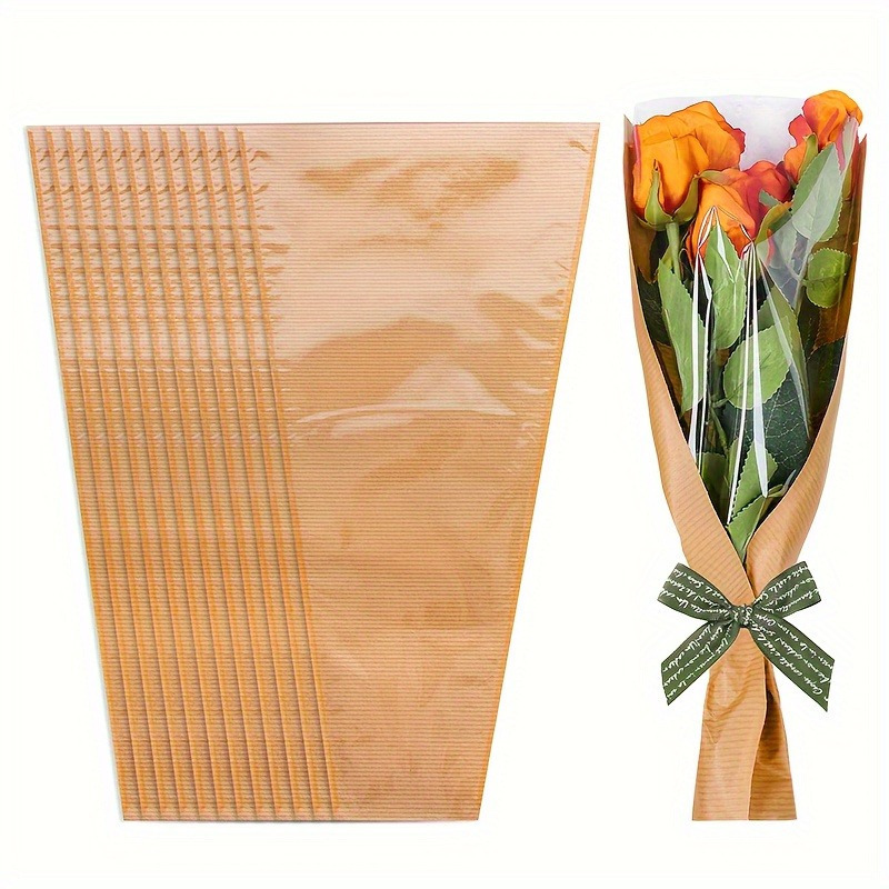 Cotton Candy Cone - 10pcs Transparent Bouquet Packaging Bag, Kraft