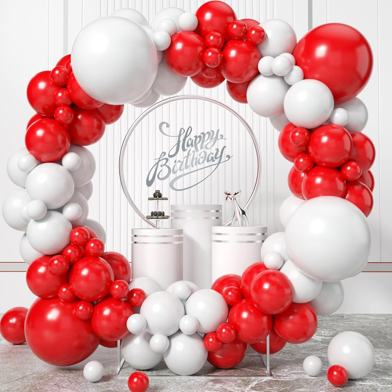Balloon Arch Kit - 100Pcs Red and White Balloon Garland