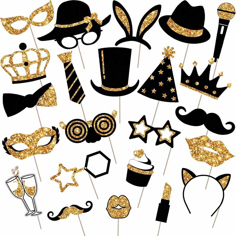 23Pcs Black Golden Paper Party - Photo Booth Frame review and price