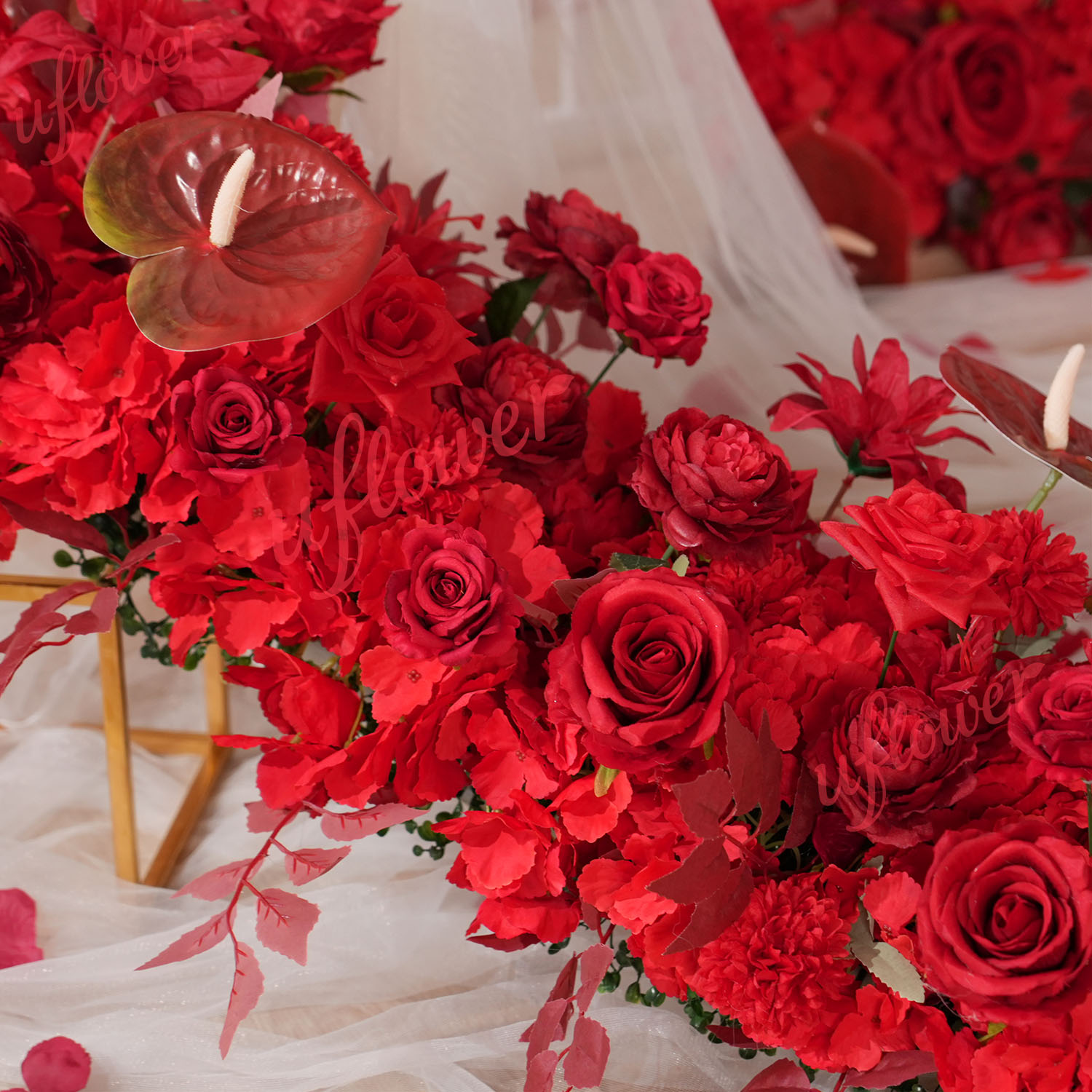 Uflower Red Flower Row Wedding - Flower Wall Panel review and price