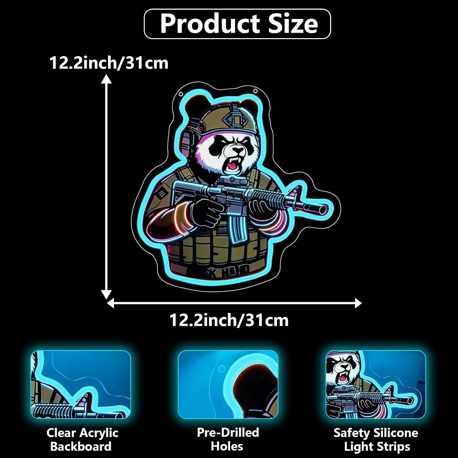 Tactical Panda Neon Sign USB P - Neon Sign Party review and price